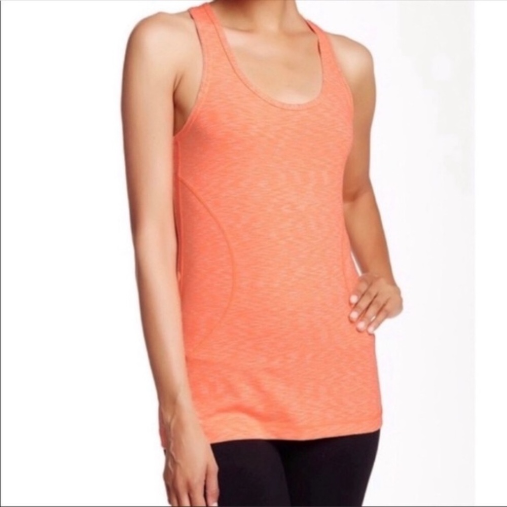 Zella Orange Striped Racer Back Tank Top Yoga Sm